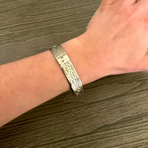 COACH Silver Bangle Bracelet with Signature Classic “C” Logo Print. - Picture 11 of 12